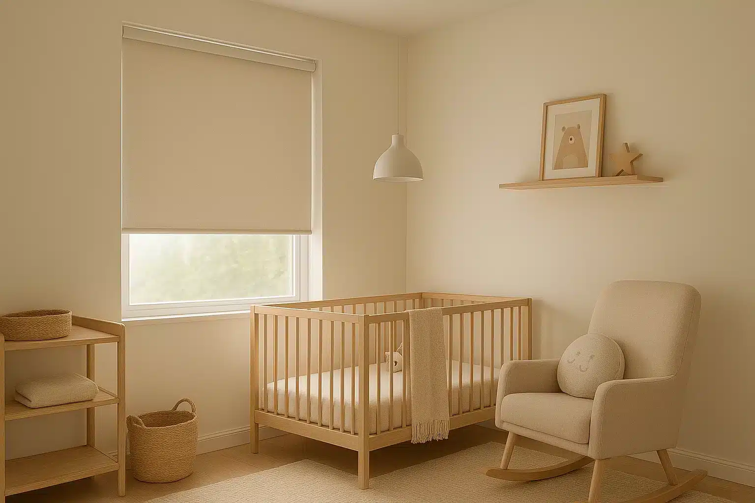 Blackout Shades for Nurseries and Kids’ Rooms in Prosper TX nursery with motorized blackout blinds